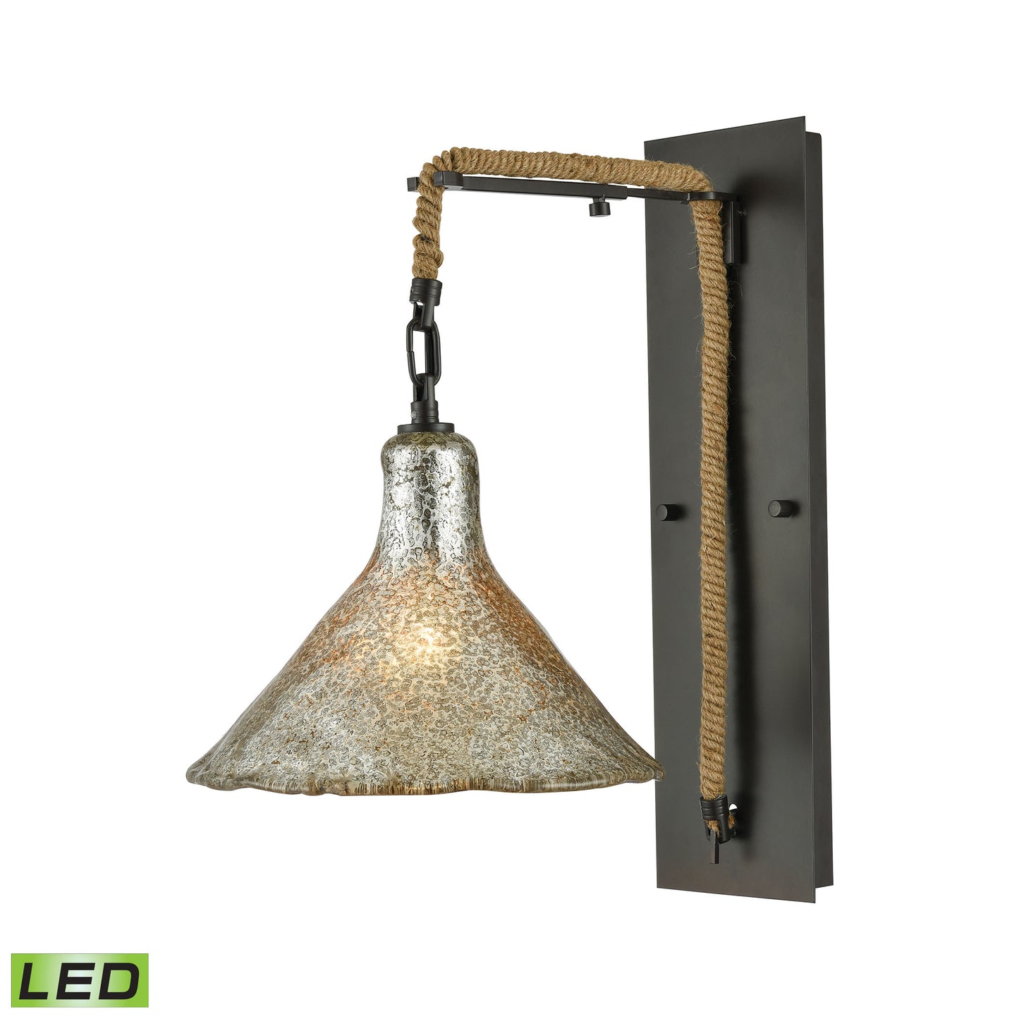 ELK Lighting 10436/1SCN-LED - Hand Formed Glass 10" Wide 1-Light Wall Lamp in Oiled Bronze with Merc