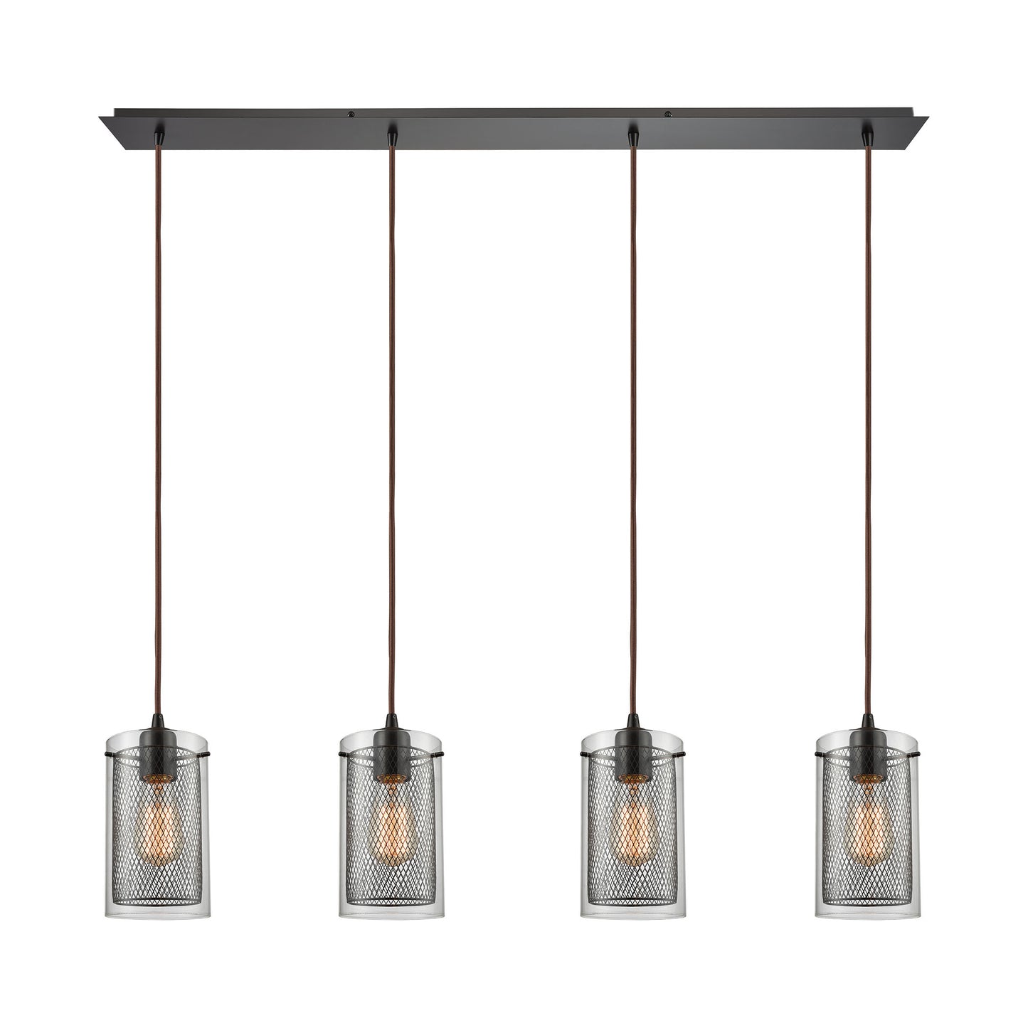 ELK Lighting 10448/4LP - Brant 46" Wide 4-Light Linear Pendant Fixture in Oiled Bronze with Clear Gl