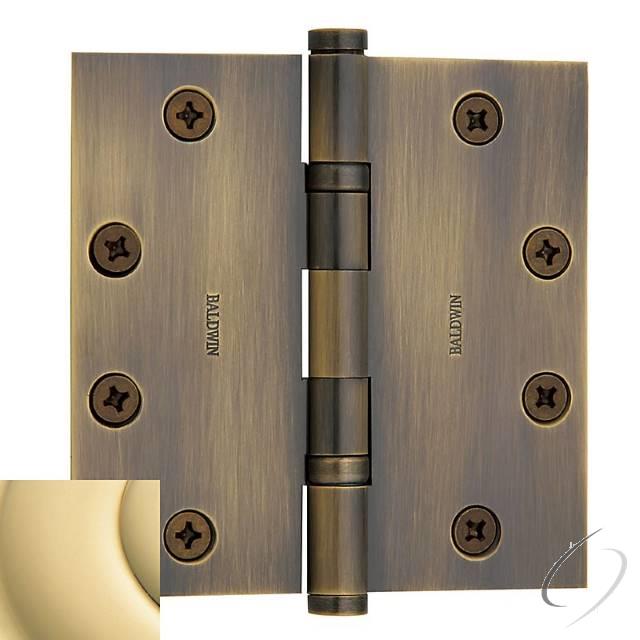 Baldwin 1046031I - 4-1/2" x 4-1/2" Ball Bearing Mortise Square Hinge Unlacquered Brass Finish
