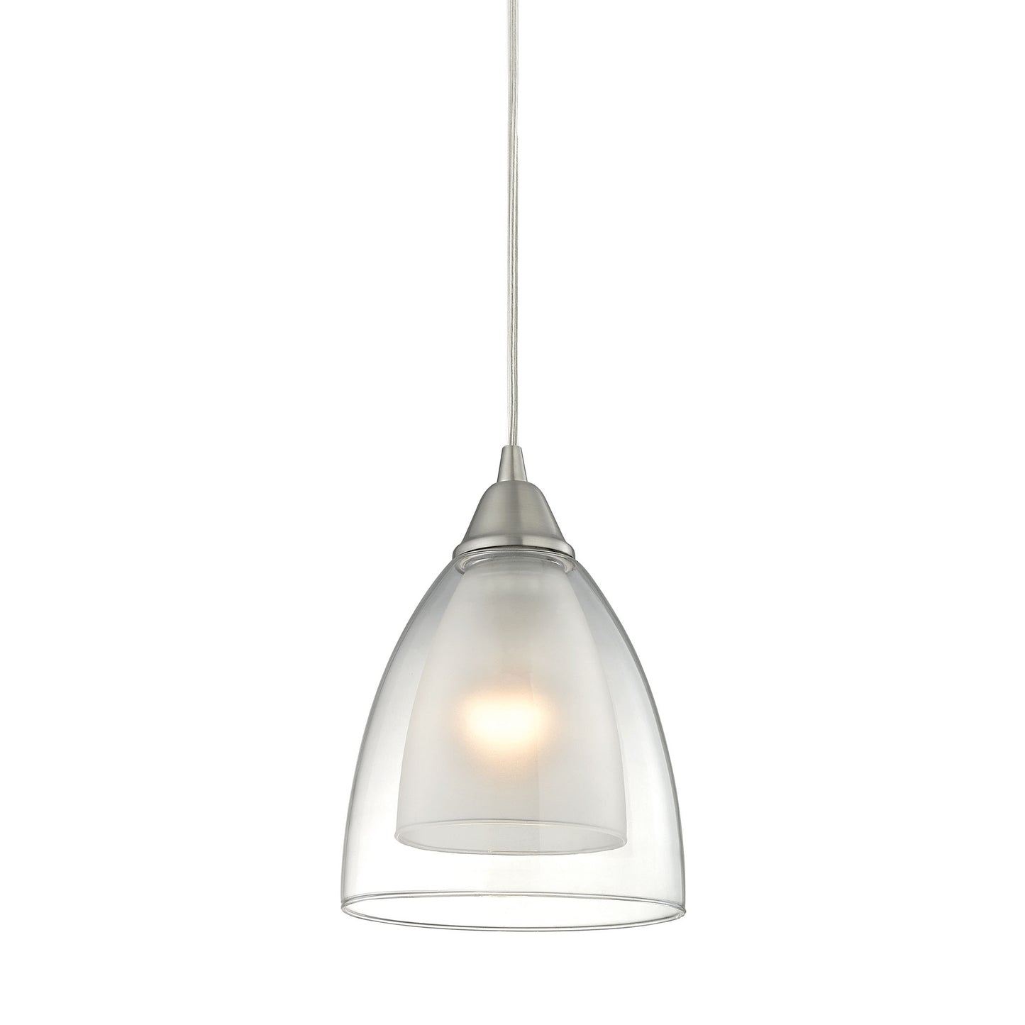 ELK Lighting 10464/1 - Layers 6" Wide1-Light Mini Pendant in Satin Nickel with Clear Glass