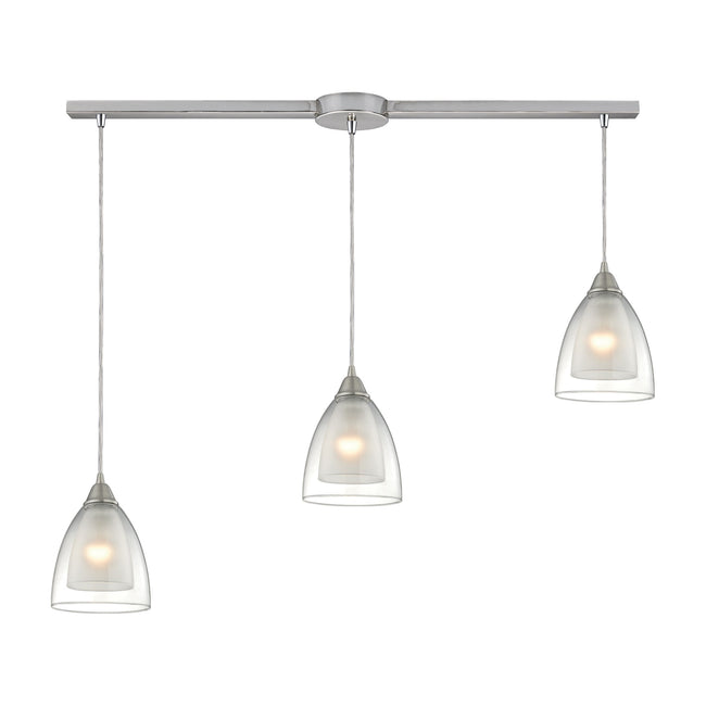 ELK Lighting 10464/3L - Layers 5" Wide 3-Light Linear Pendant Fixture in Satin Nickel with Clear Gla