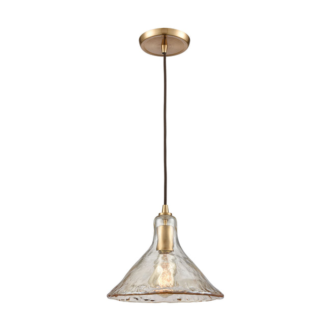 ELK Lighting 10486/1 - Hand Formed Glass 10" Wide 1-Light Mini Pendant in Satin Brass with Champagne