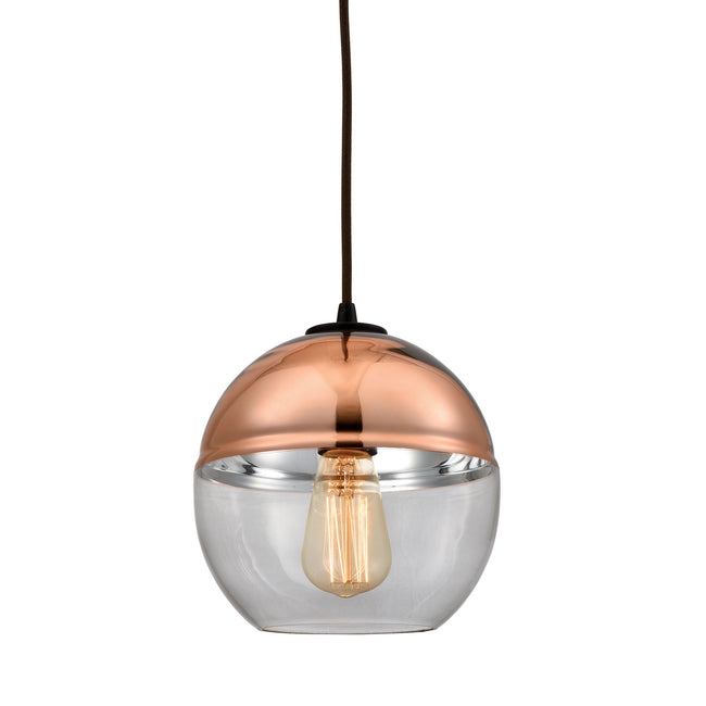 ELK Lighting 10490/1 - Revelo 8" Wide 1-Light Mini Pendant in Oil Rubbed Bronze with Clear and Coppe