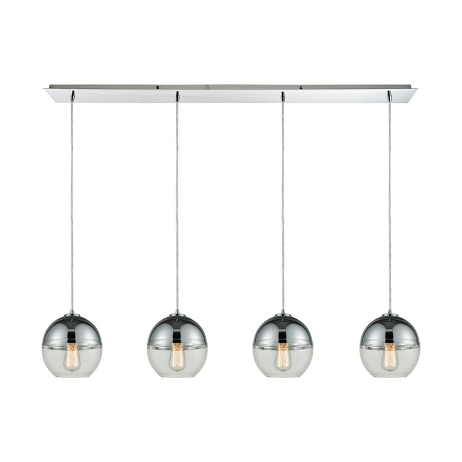 ELK Lighting 10492/4LP - Revelo 46" Wide 4-Light Linear Pendant Fixture in Polished Chrome with Clea