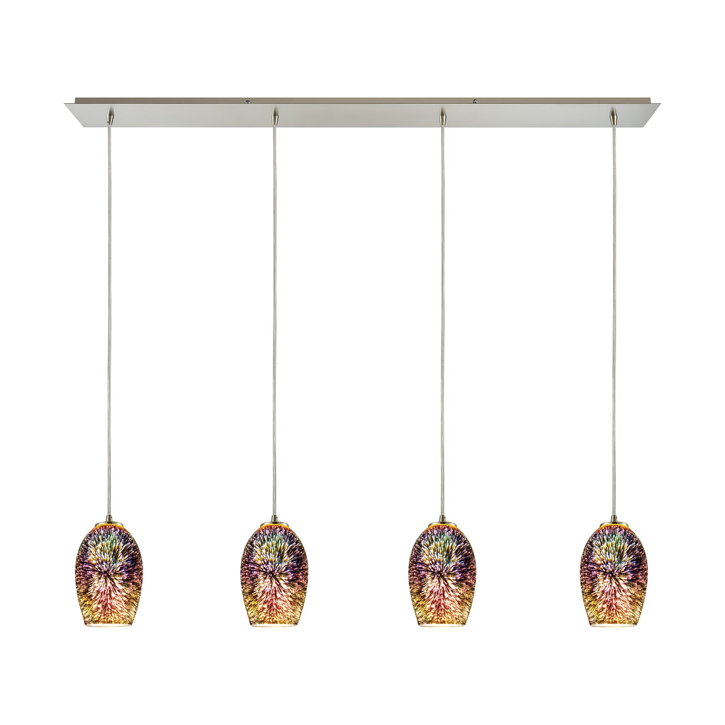 ELK Lighting 10506/4LP - Illusions 46" Wide 4-Light Linear Pendant Fixture in Satin Nickel with Fire