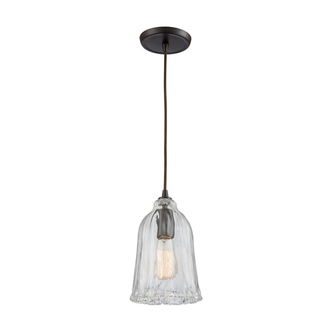 ELK Lighting 10671/1 - Hand Formed Glass 6" Wide 1-Light Mini Pendant in Oiled Bronze with Clear Han