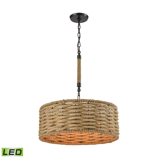 ELK Lighting 10711/3-LED - Weaverton 19" Wide 3-Light Chandelier in Oiled Bronze with Natural Rope-w