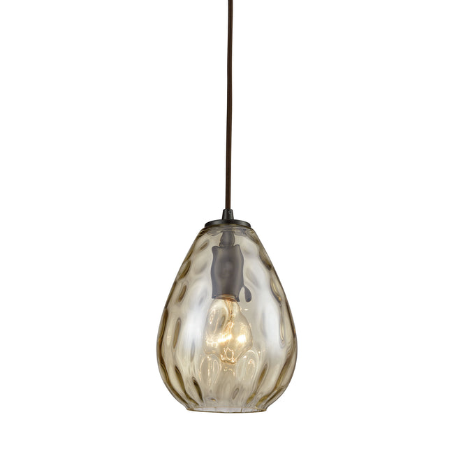 ELK Lighting 10780/1 - Lagoon 6" Wide 1-Light Mini Pendant in Oil Rubbed Bronze with Champagne-plate
