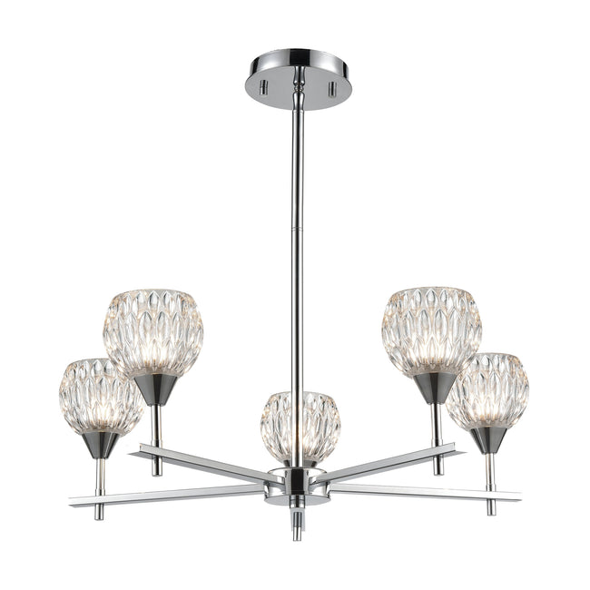 ELK Lighting 10828/5 - Kersey 24" Wide 5-Light Chandelier in Polished Chrome with Clear Crystal