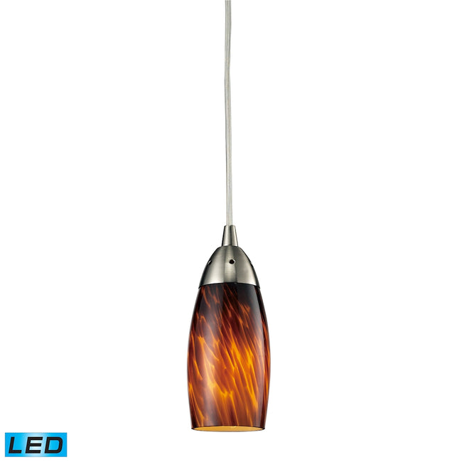 ELK Lighting 110-1ES-LED - Milan 3" Wide 1-Light Mini Pendant in Satin Nickel with Espresso Glass -