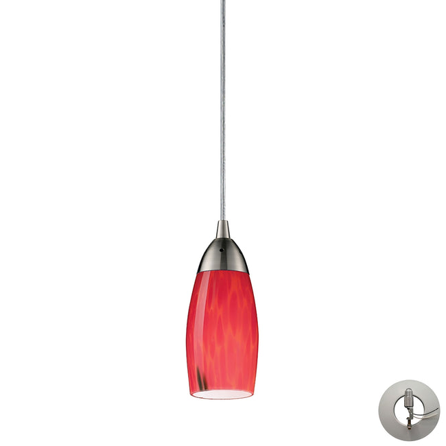 ELK Lighting 110-1FR-LA - Milan 3" Wide 1-Light Mini Pendant in Satin Nickel with Fire Red Glass - I