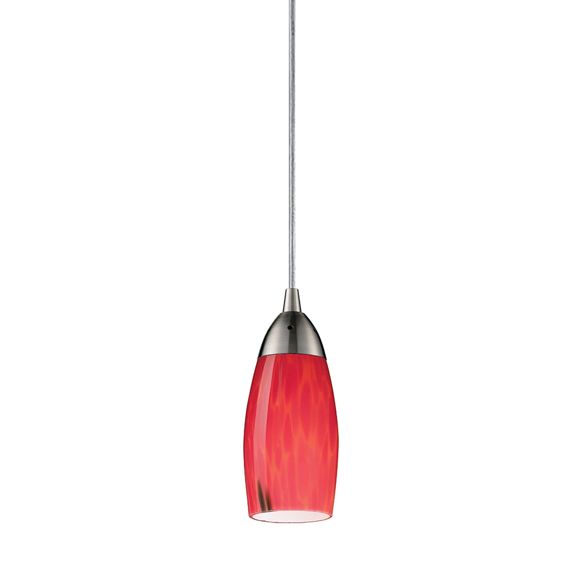 ELK Lighting 110-1FR - Milan 3" Wide 1-Light Mini Pendant in Satin Nickel with Fire Red Glass