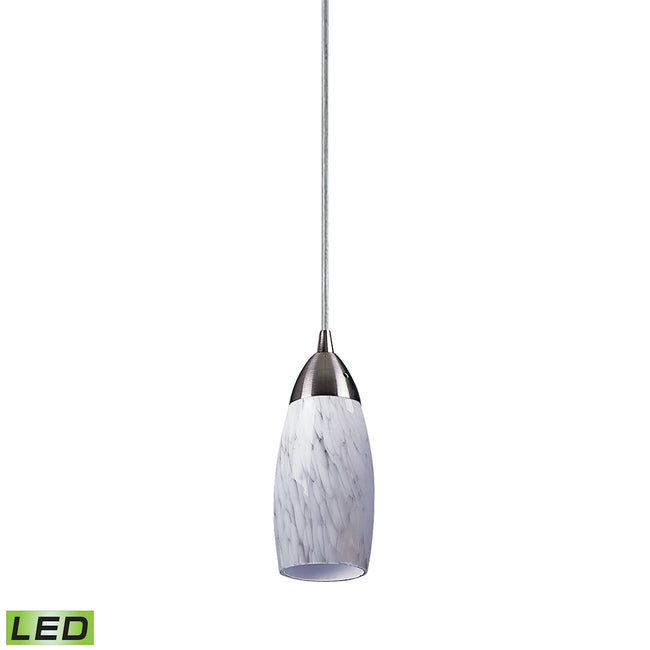 ELK Lighting 110-1SW-LED - Milan 3" Wide 1-Light Mini Pendant in Satin Nickel with Snow White Glass