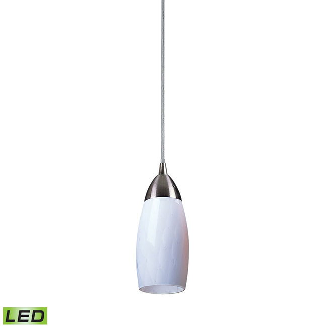 ELK Lighting 110-1WH-LED - Milan 3" Wide 1-Light Mini Pendant in Satin Nickel with Simple White Glas