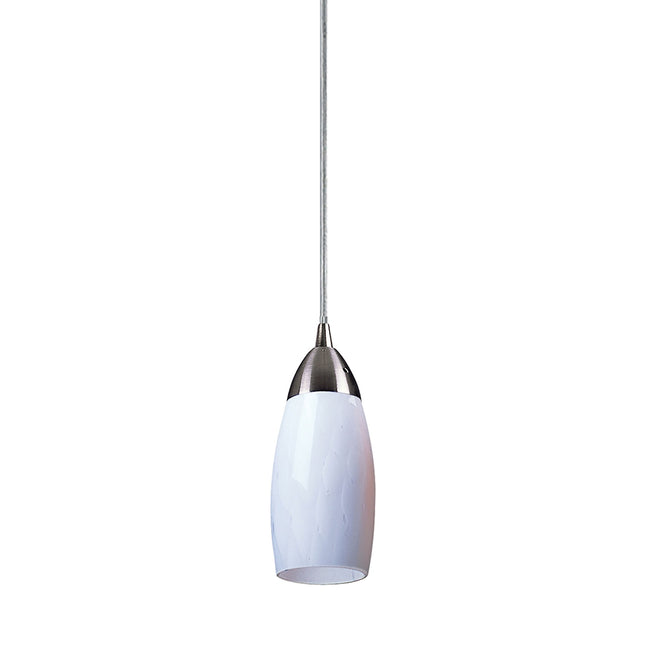 ELK Lighting 110-1WH - Milan 3" Wide 1-Light Mini Pendant in Satin Nickel with Simple White Glass