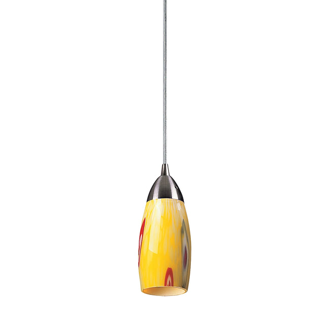 ELK Lighting 110-1YW - Milan 3" Wide 1-Light Mini Pendant in Satin Nickel with Yellow Blaze Glass