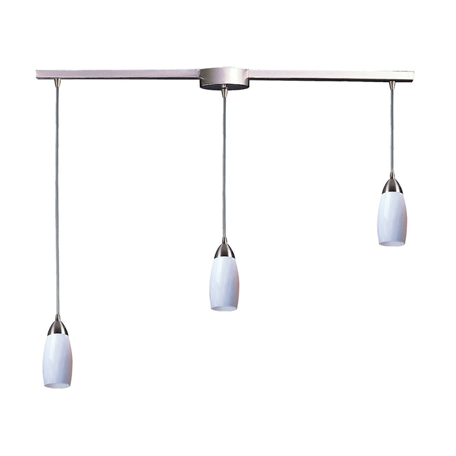ELK Lighting 110-3L-WH - Milan 5" Wide 3-Light Linear Pendant Fixture in Satin Nickel with Simple Wh