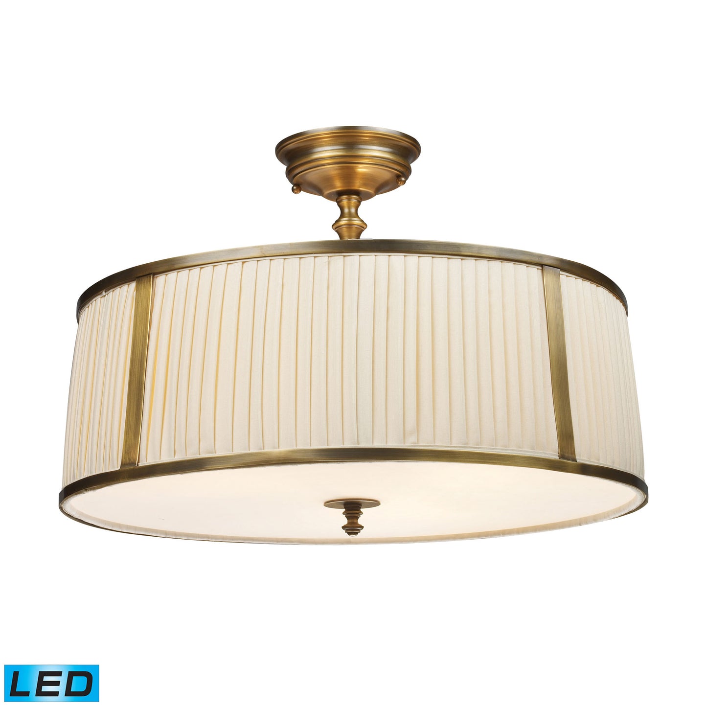 ELK Lighting 11055/4-LED - Williamsport 20" Wide 4-Light Semi Flush in Brass Patina with Cream Drum