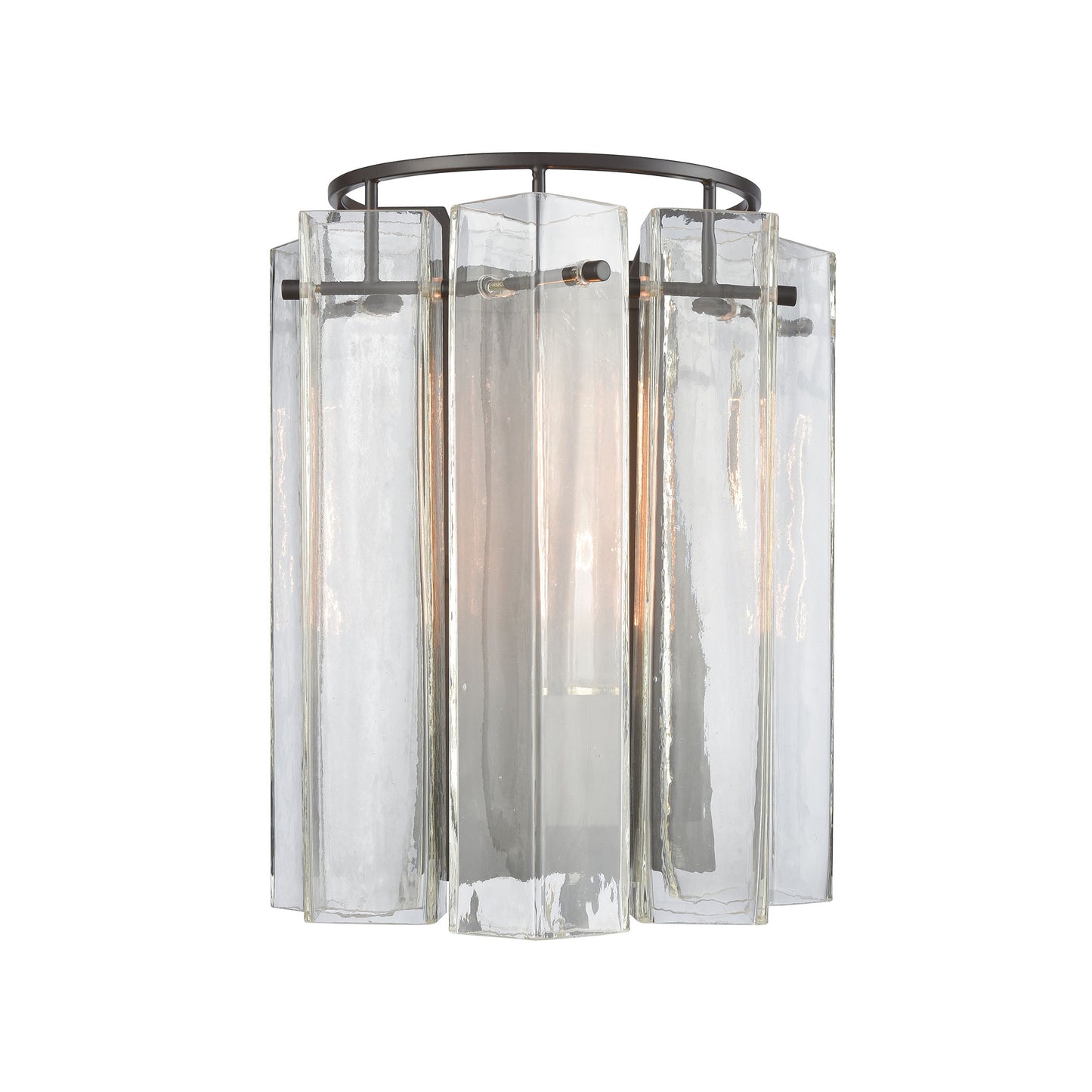 ELK Lighting 11160/1 - Cubic Glass 10" Wide 1-Light Sconce in Oil Rubbed Bronze with Clear Glass Squ