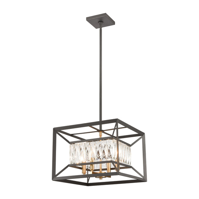 ELK Lighting 11184/4 - Starlight 15" Wide 4-Light Chandelier in Charcoal with Clear Crystal