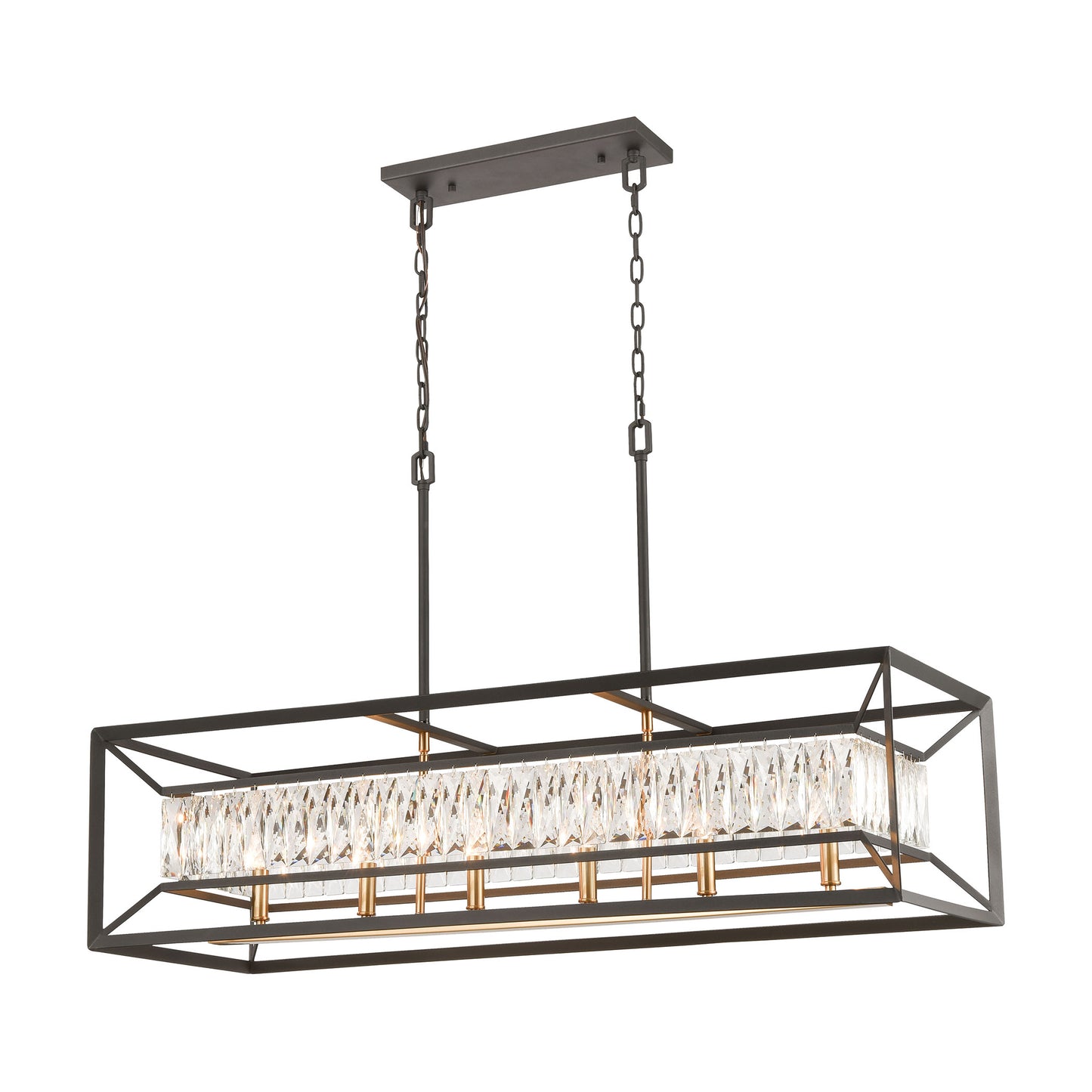 ELK Lighting 11186/6 - Starlight 42" Wide 6-Light Linear Chandelier in Charcoal with Clear Crystal