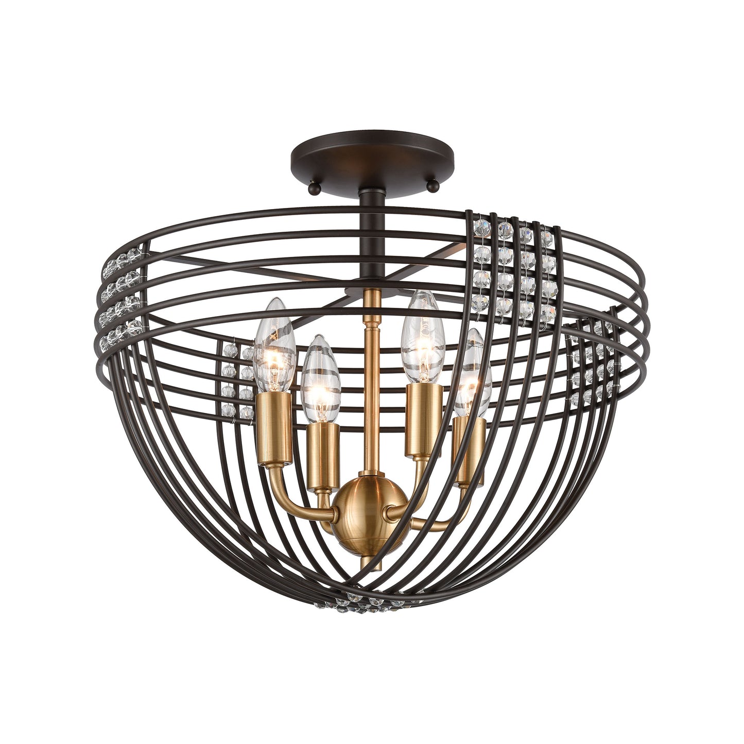 ELK Lighting 11191/4 - Concentric 16" Wide 4-Light Semi Flush Mount in Oil Rubbed Bronze with Clear