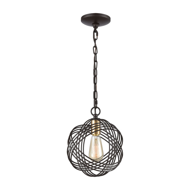 ELK Lighting 11192/1 - Concentric 9" Wide 1-Light Mini Pendant in Oil Rubbed Bronze with Clear Cryst