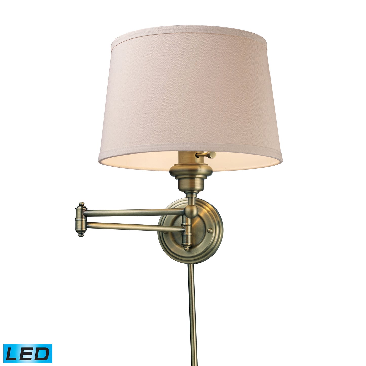 ELK Lighting 11220/1-LED - Westbrook 12" Wide 1-Light Swingarm Wall Lamp in Antique Brass with Off-w