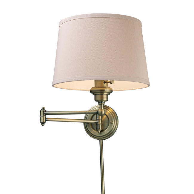 ELK Lighting 11220/1 - Westbrook 12" Wide 1-Light Swingarm Wall Lamp in Antique Brass with Off-white
