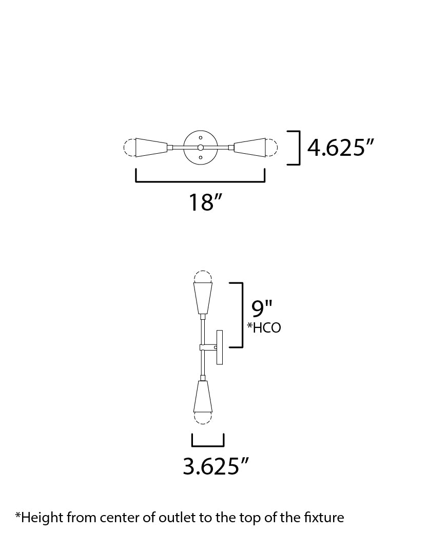 11262BKSBR/BUL - 2 Light Lovell 5" Wall Sconce - Black / Satin Brass