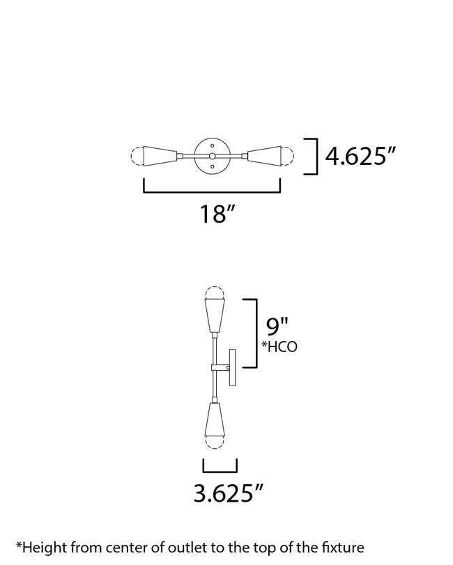 11262BKSBR/BUL - 2 Light Lovell 5" Wall Sconce - Black / Satin Brass