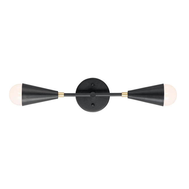 11262BKSBR/BUL - 2 Light Lovell 5" Wall Sconce - Black / Satin Brass