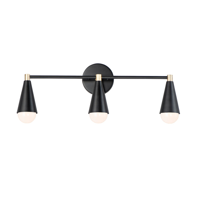 11263BKSBR/BUL - 3 Light Lovell 24" Vanity Light - Black / Satin Brass
