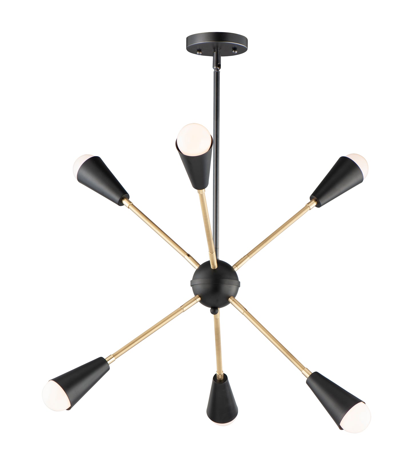 11266BKSBR/BUL - 6 Light Lovell 26" Pendant - Black / Satin Brass