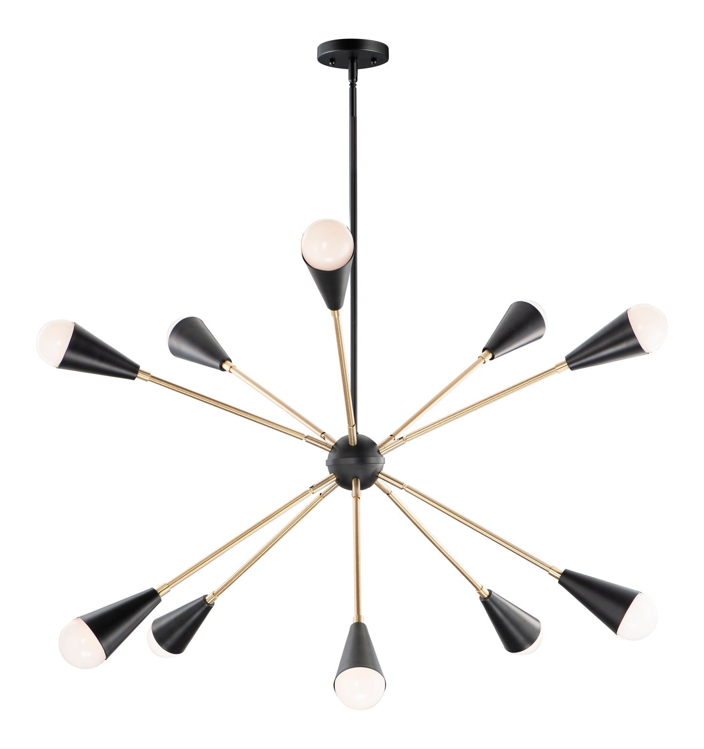 11268BKSBR/BUL - 10 Light Lovell 32" Pendant - Black / Satin Brass