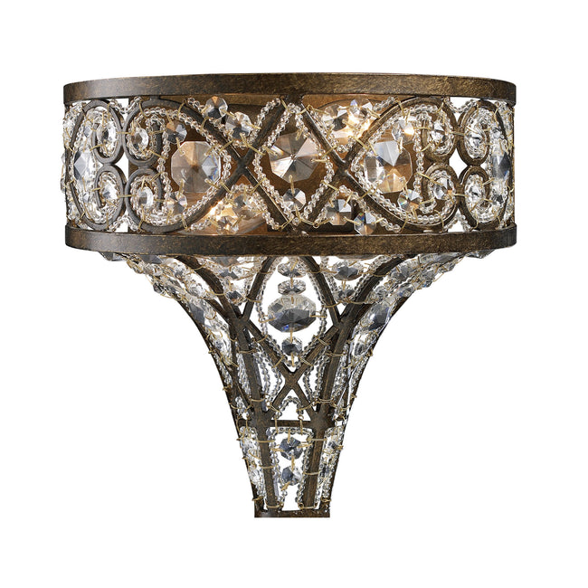 ELK Lighting 11284/2 - Amherst 10" Wide 2-Light Sconce in Antique Bronze with Clear Crystal and Bead