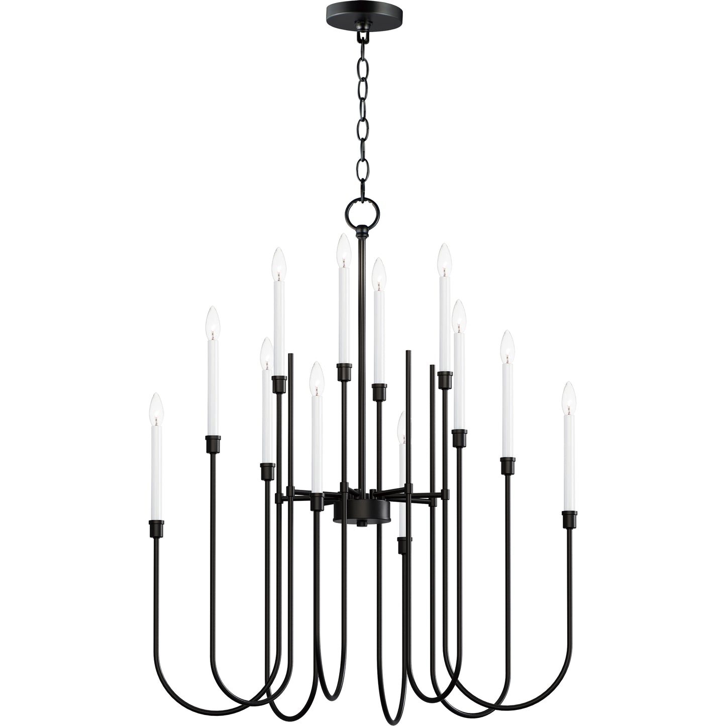 11286BK - 12 Light Tux 36" Chandelier - Black