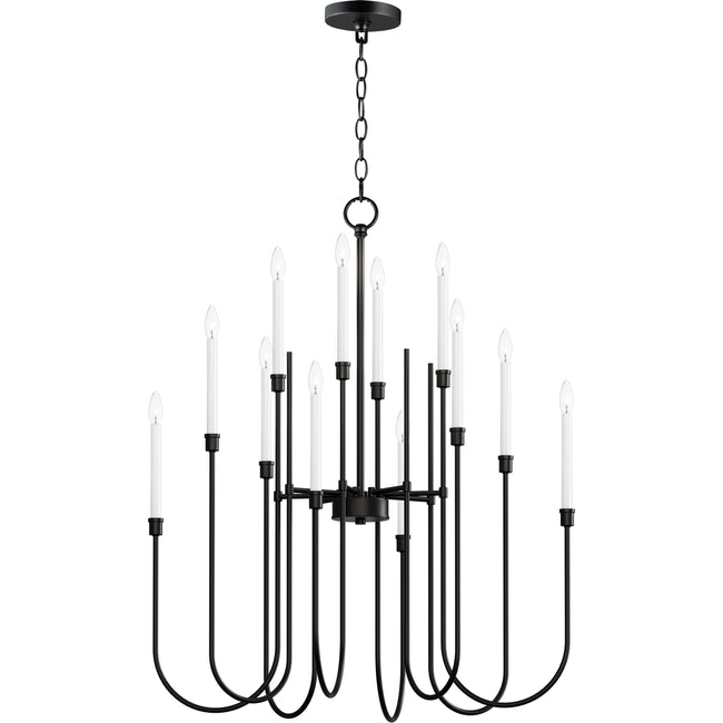 11286BK - 12 Light Tux 36" Chandelier - Black