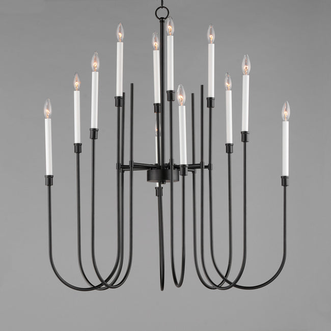 11286BK - 12 Light Tux 36" Chandelier - Black