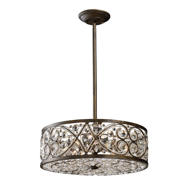 ELK Lighting 11287/6 - Amherst 17" Wide -Light Chandelier with Clear Crystal and Beaded Glass Diffus