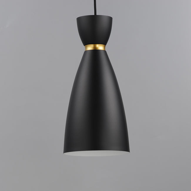 11301BKSBR - 1 Light Carillon 7" Pendant - Black / Satin Brass