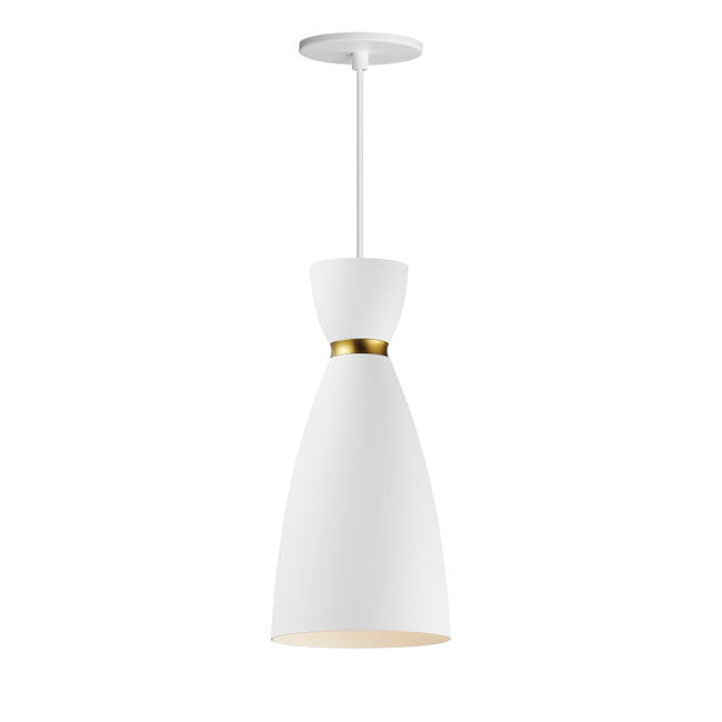 11301WTSBR - 1 Light Carillon 7" Pendant - White/Satin Brass