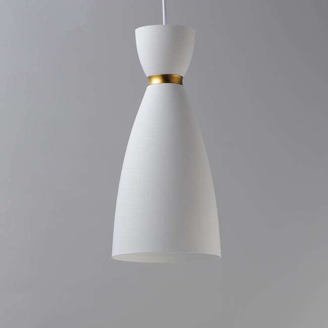 11301WTSBR - 1 Light Carillon 7" Pendant - White/Satin Brass