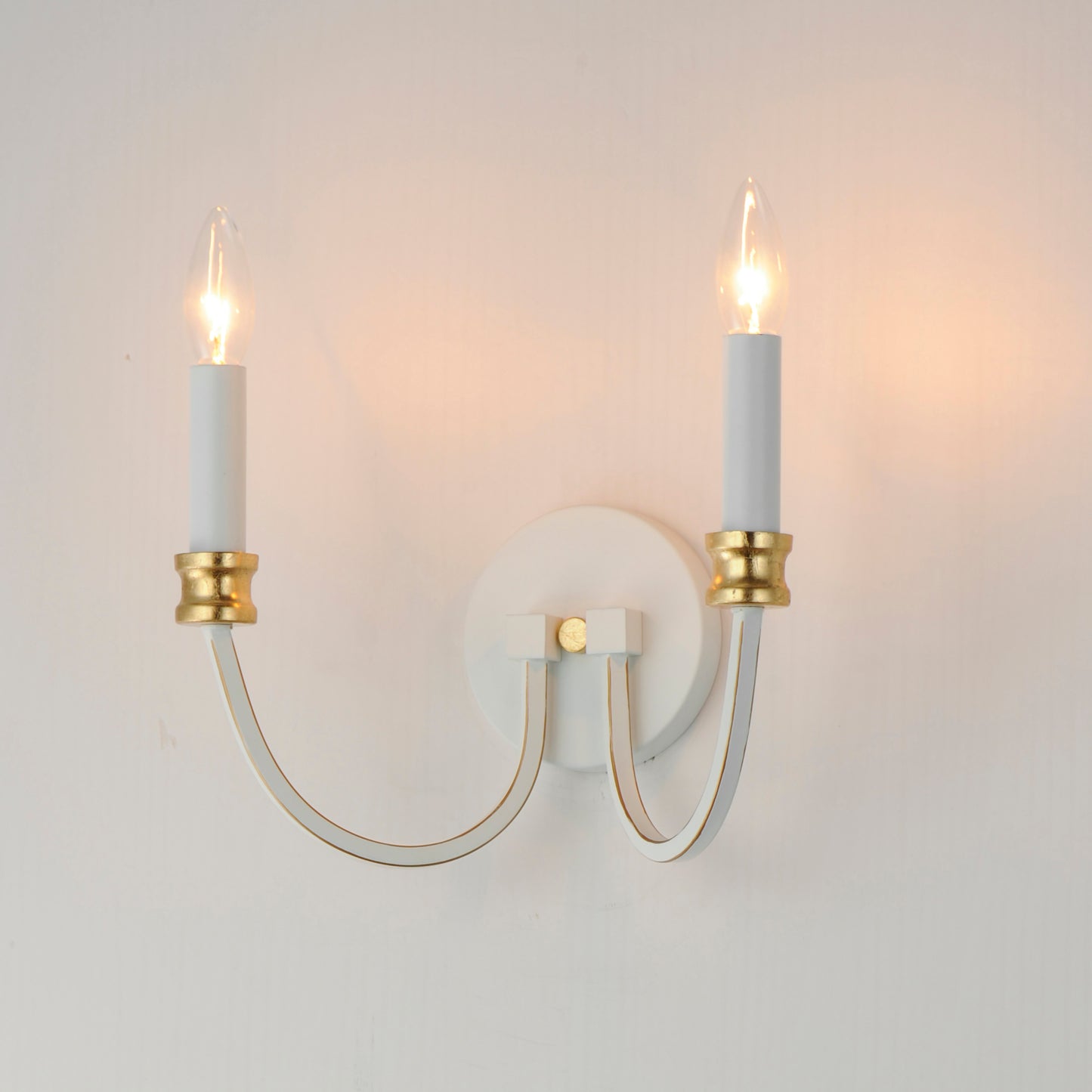 11372WWTGL - 2 Light Charlton 12" Wall Sconce - Weathered White/Gold Leaf