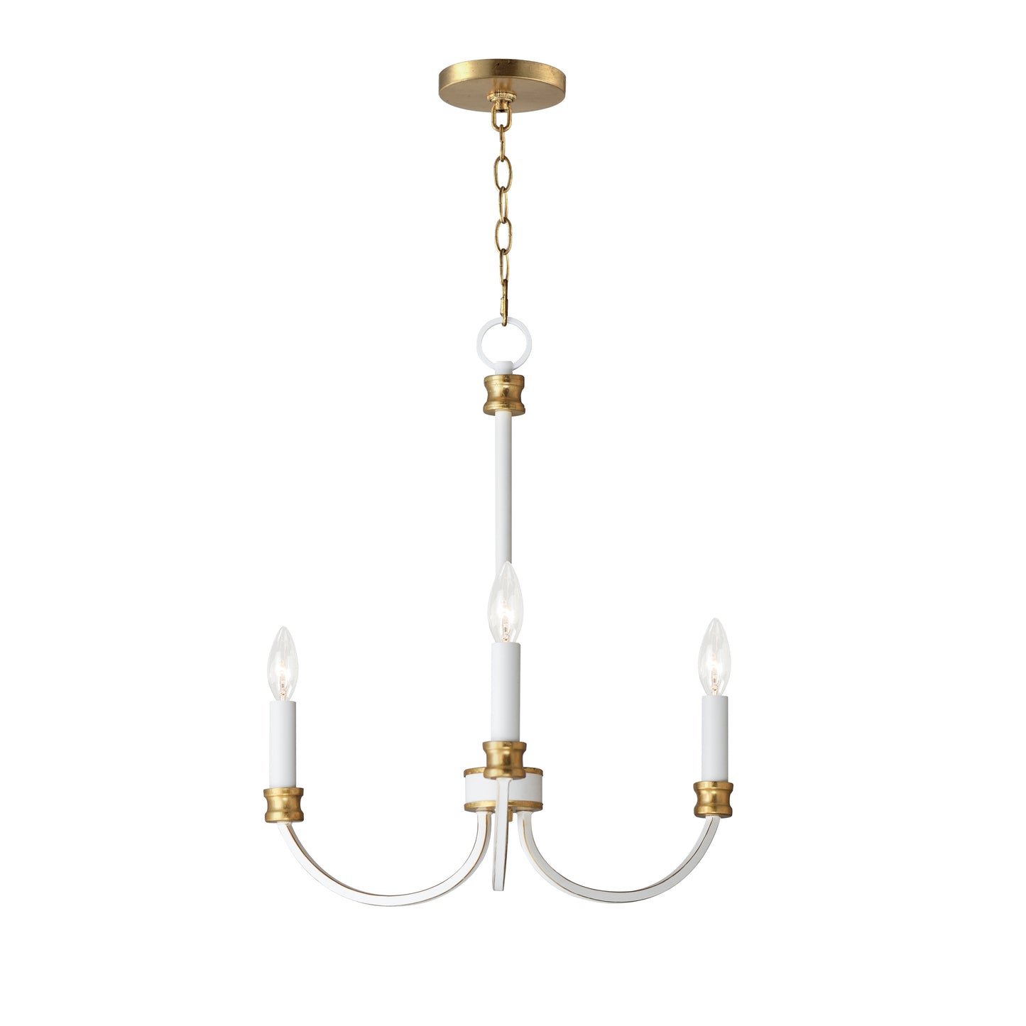 11373WWTGL - 3 Light Charlton 20" Chandelier - Weathered White/Gold Leaf