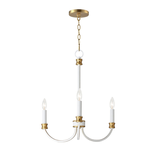 11373WWTGL - 3 Light Charlton 20" Chandelier - Weathered White/Gold Leaf