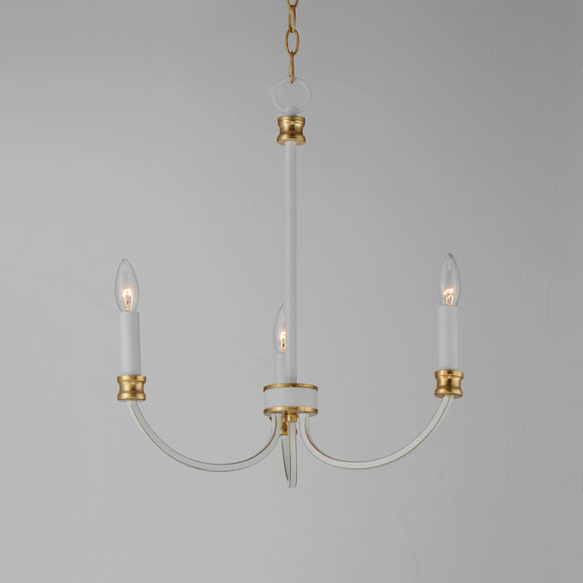 11373WWTGL - 3 Light Charlton 20" Chandelier - Weathered White/Gold Leaf