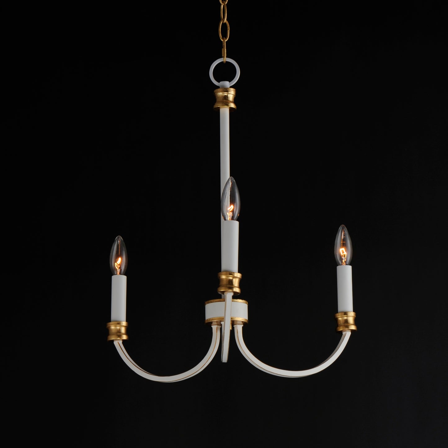 11373WWTGL - 3 Light Charlton 20" Chandelier - Weathered White/Gold Leaf