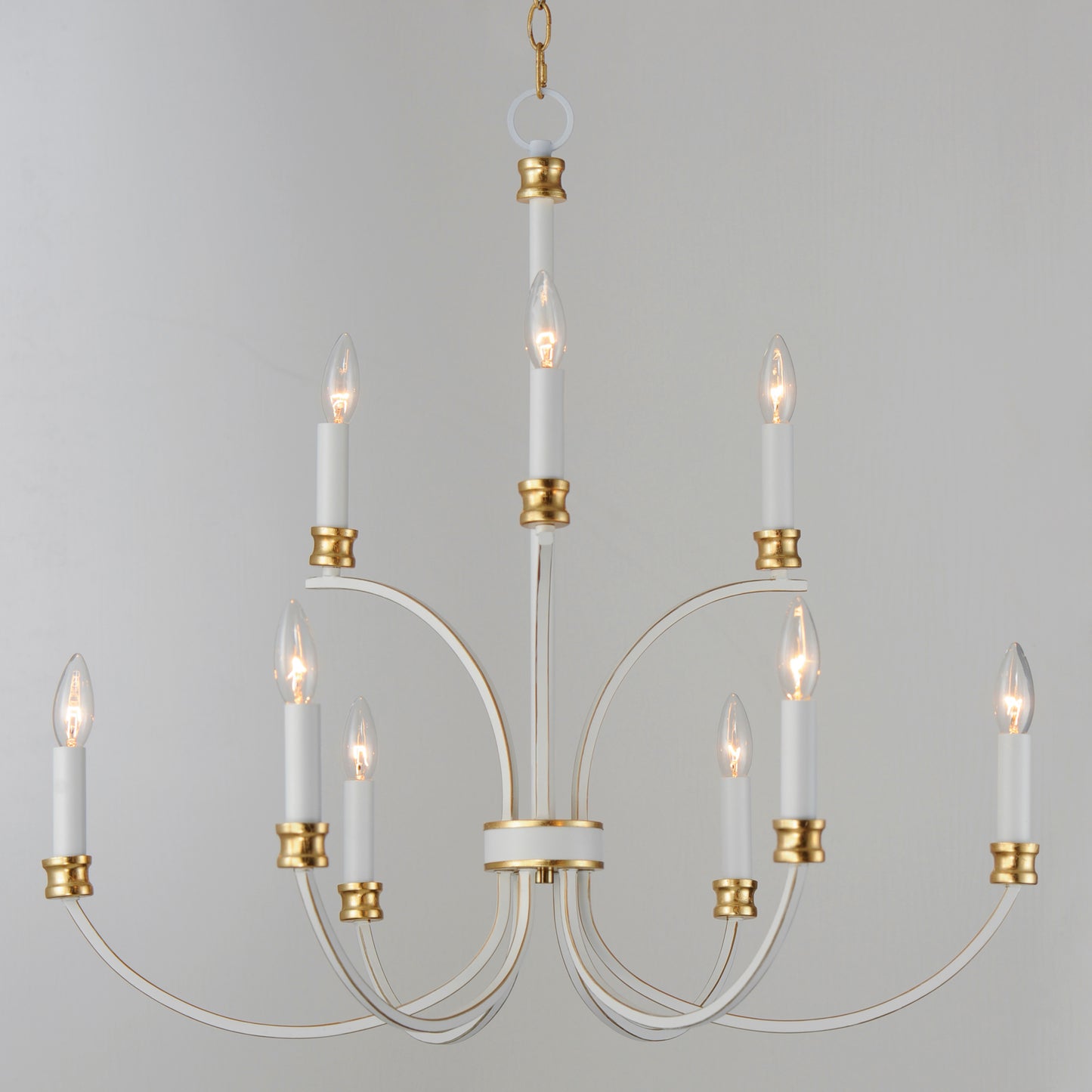 11377WWTGL - 8 Light Charlton 30" Chandelier - Weathered White/Gold Leaf