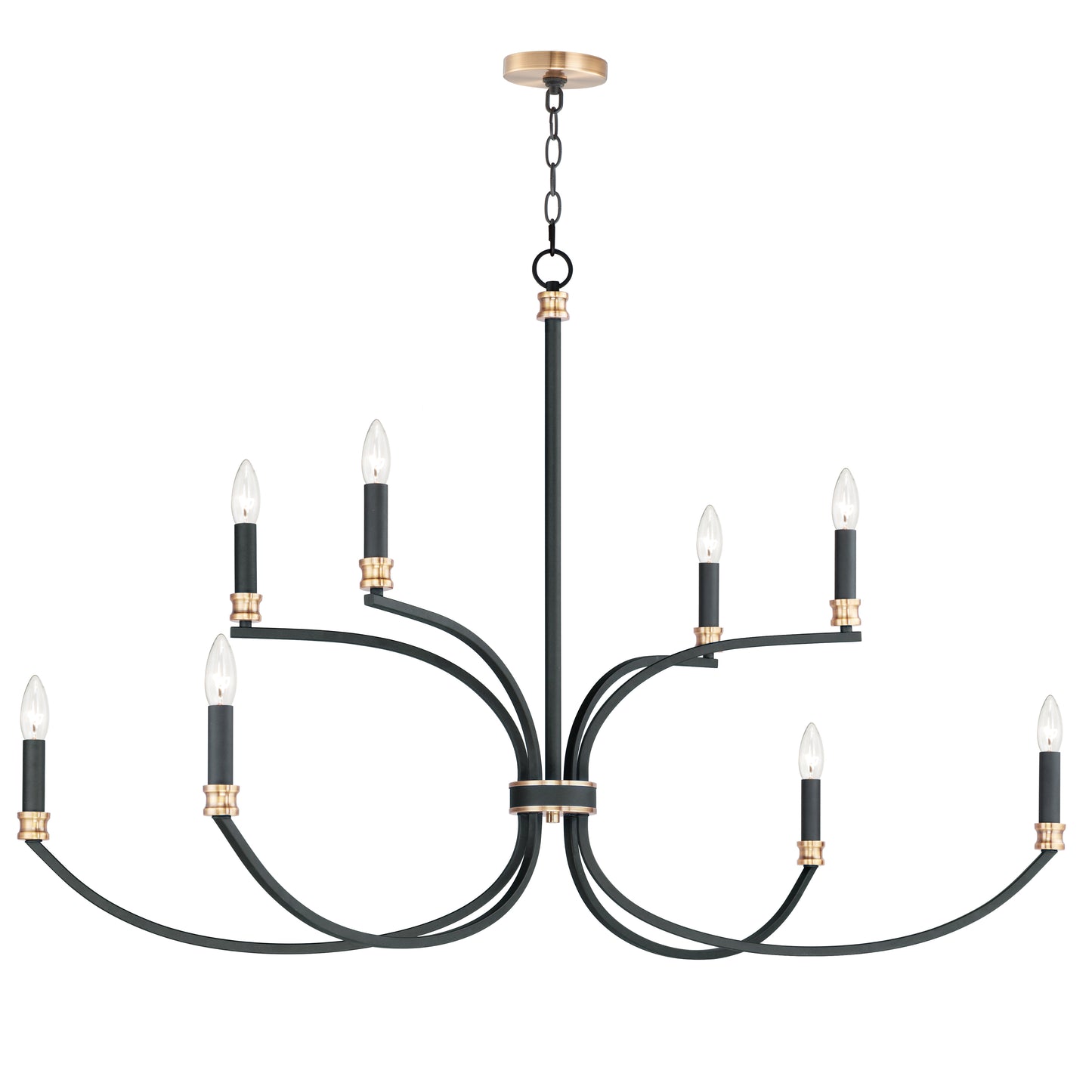 11378BKAB - 8 Light Charlton 48" Chandelier - Black / Antique Brass